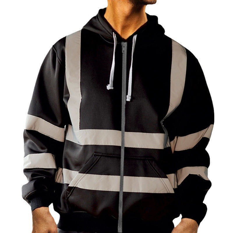 Men's Reflective Fleece Hooded Jacket