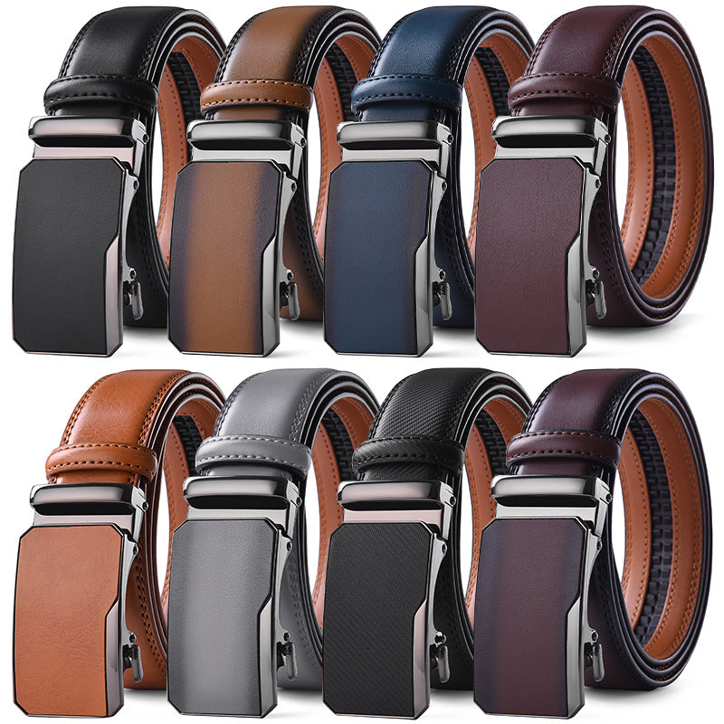 Genuine Leather Automatic Buckle Mens Belt