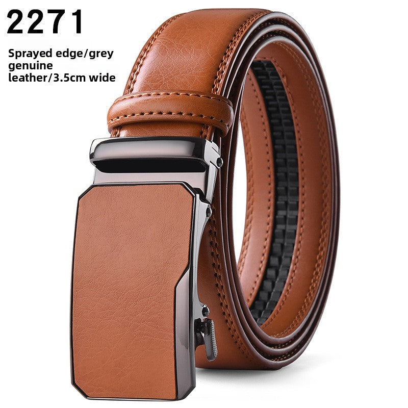 Genuine Leather Automatic Buckle Mens Belt