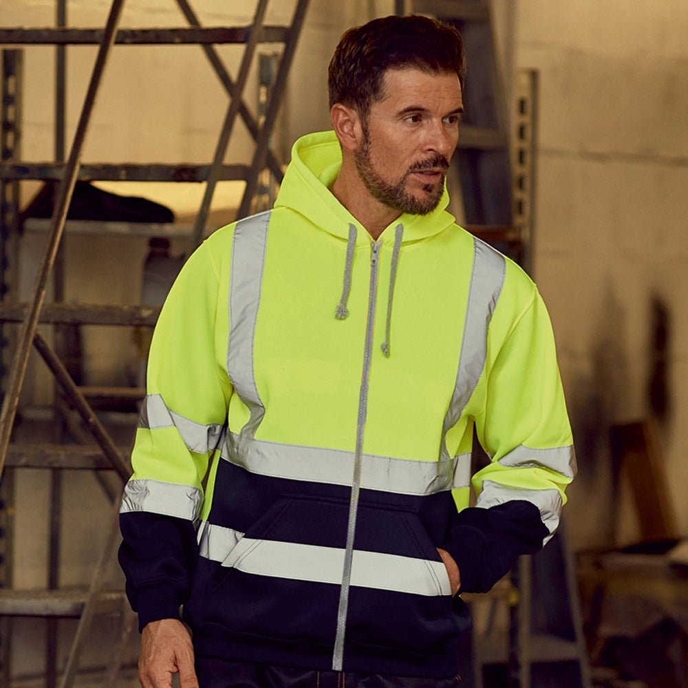 Men's Reflective Fleece Hooded Jacket