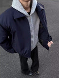 Mens Navy Blue Windproof Bomber Jacket
