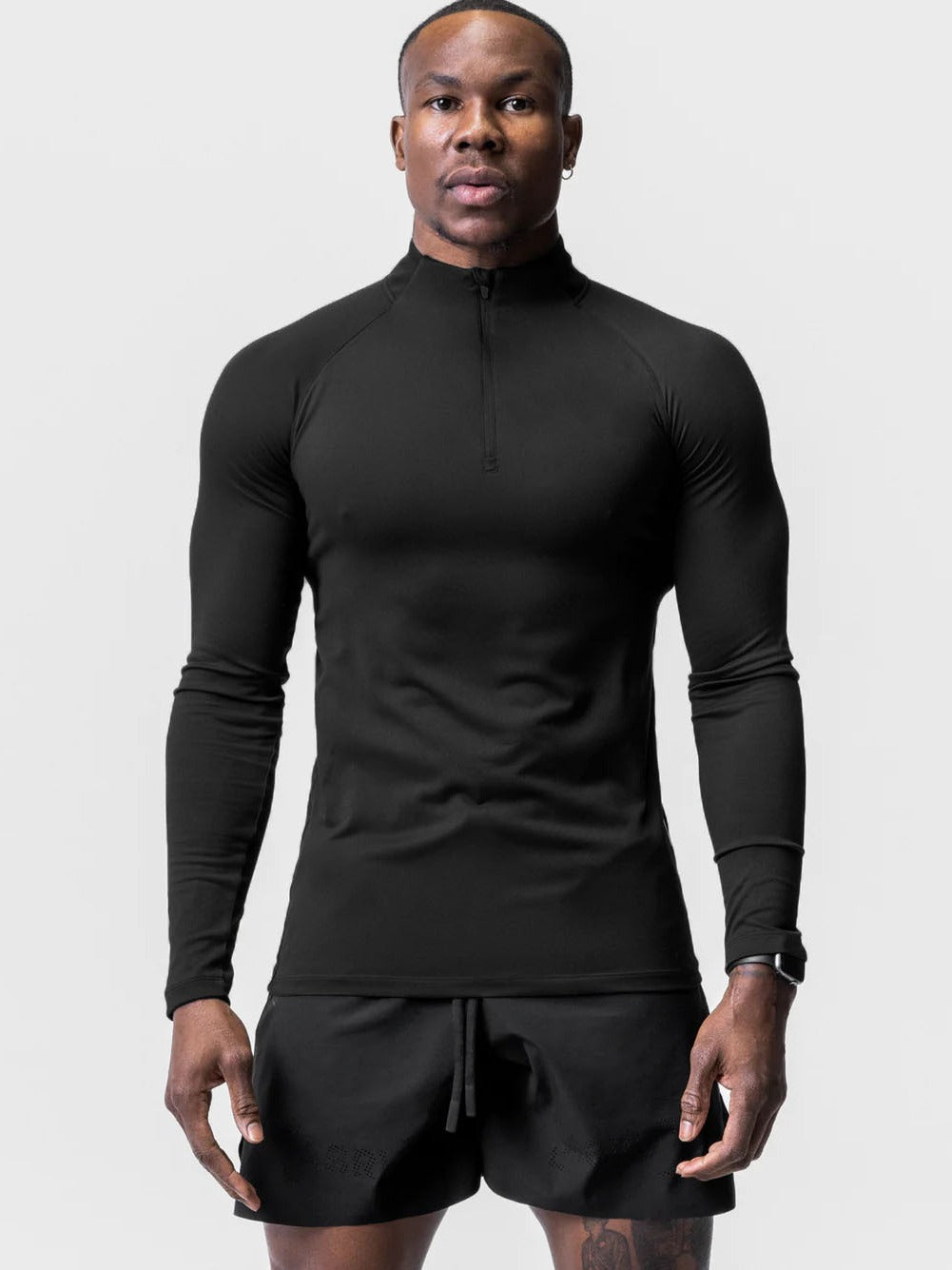 Mens Solid Color 1/4 Zip Turtleneck Sport Shirt