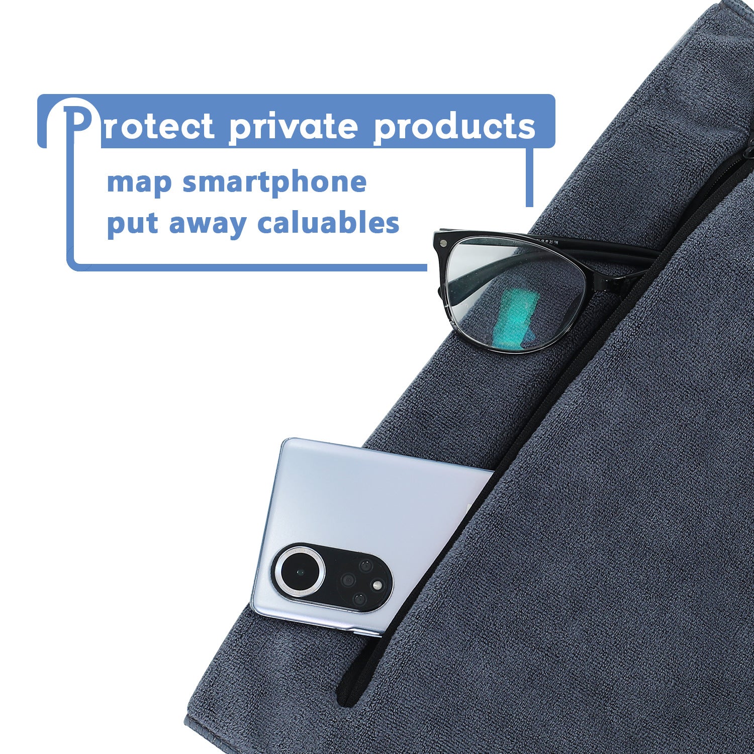 Fitness towel with zipper pocket