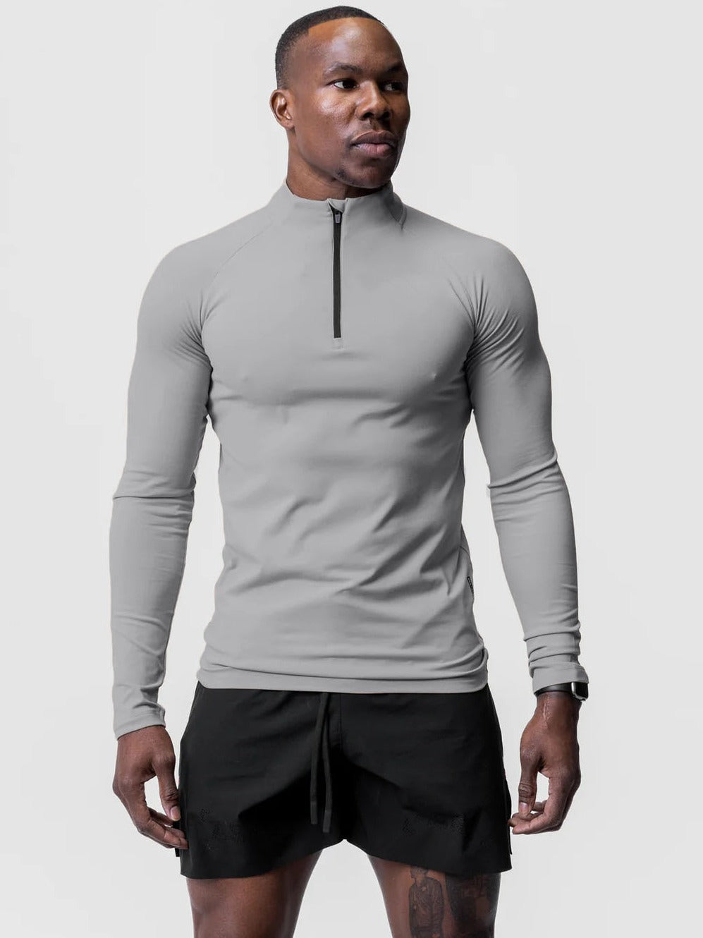 Mens Solid Color 1/4 Zip Turtleneck Sport Shirt