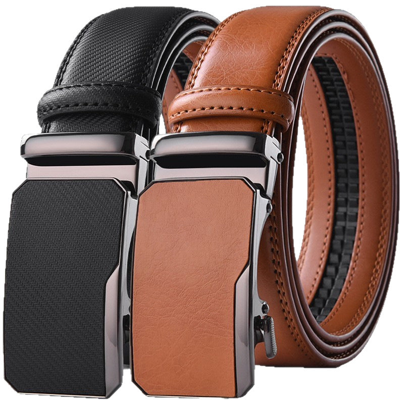 Genuine Leather Automatic Buckle Mens Belt